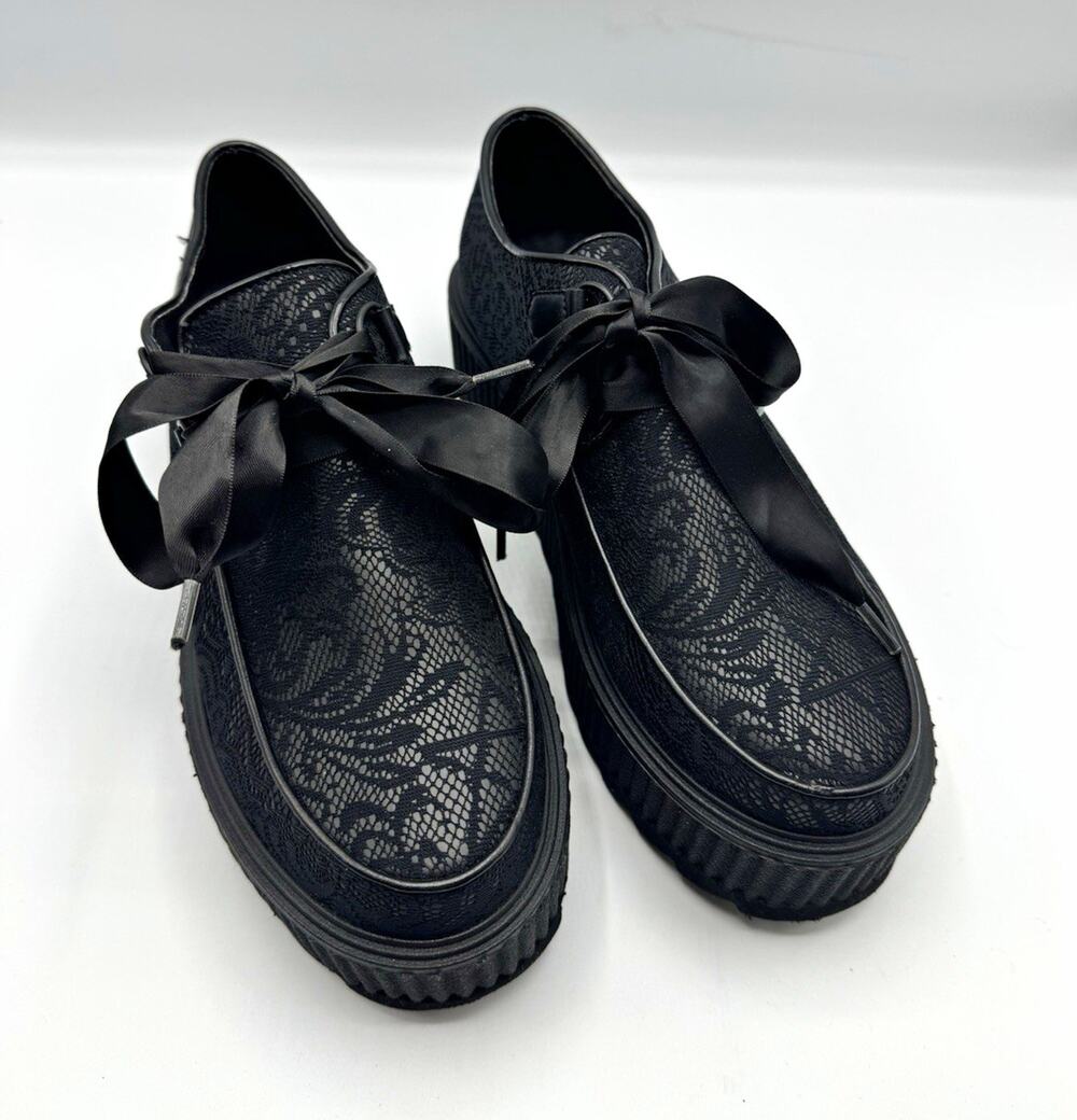 Killstar Black Floral Lace Bow Platform Oxford Lace-Up Shoes US 8 EU 39